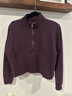 Kyodan Women's Half-Zip Mock Neck Sweater in Plum